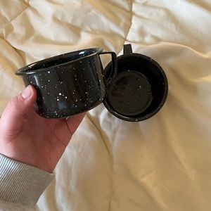 Pair of Black Speckled Enamel cups